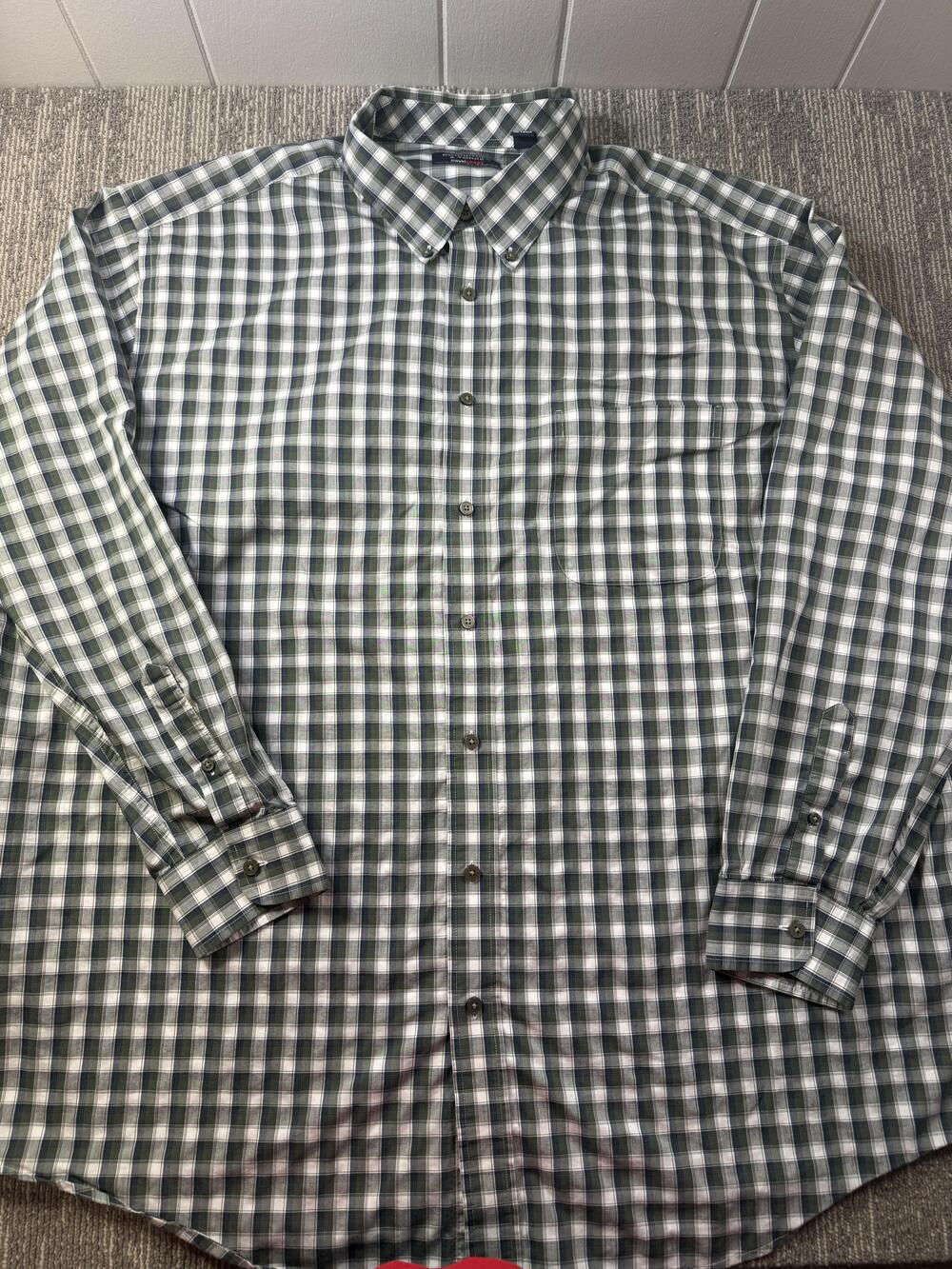 Roundtree & Yorke TravelSMART Shirt Mens 3XLT Green Long Sleeve Button Down
